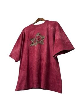 Vintage Dagoli Celebrating Women Graphic Maroon/ Pink Tie Dye Boxy T Shirt 2XL